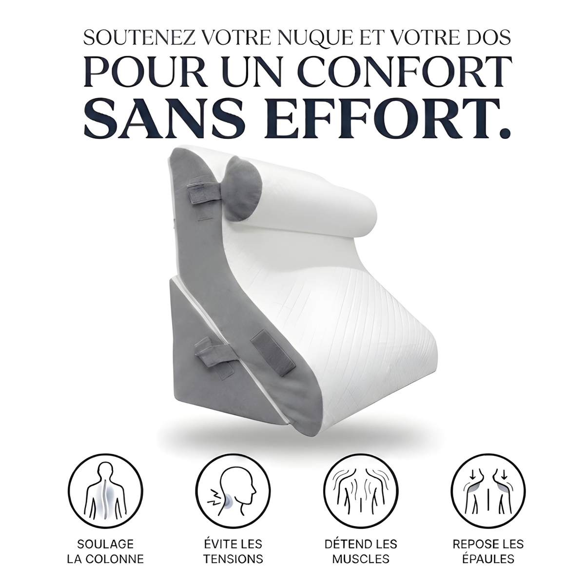Coussin Nomadys Apaisant vue produit 3, coussin de genoux ergonomique pour dormir sur le côté sans douleurs.