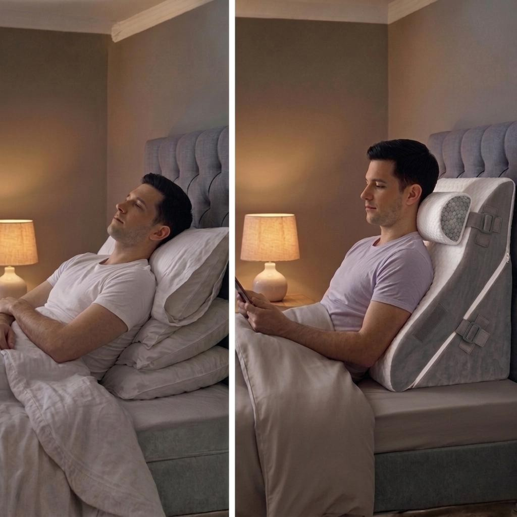 Coussin Nomadys Apaisant vue produit 4, soulagement des pressions sur les genoux pour les dormeurs latéraux.