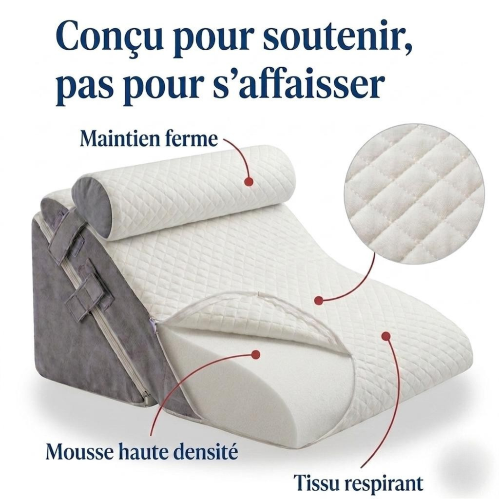 Coussin Nomadys Apaisant vue produit 9, coussin ergonomique certifié pour soulager douleurs de hanches et de dos.