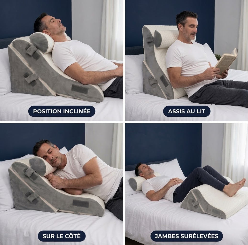 Mon Nomadys Morpho – Oreiller ergonomique incliné Lecture Lit - Modulable à Mémoire de Forme