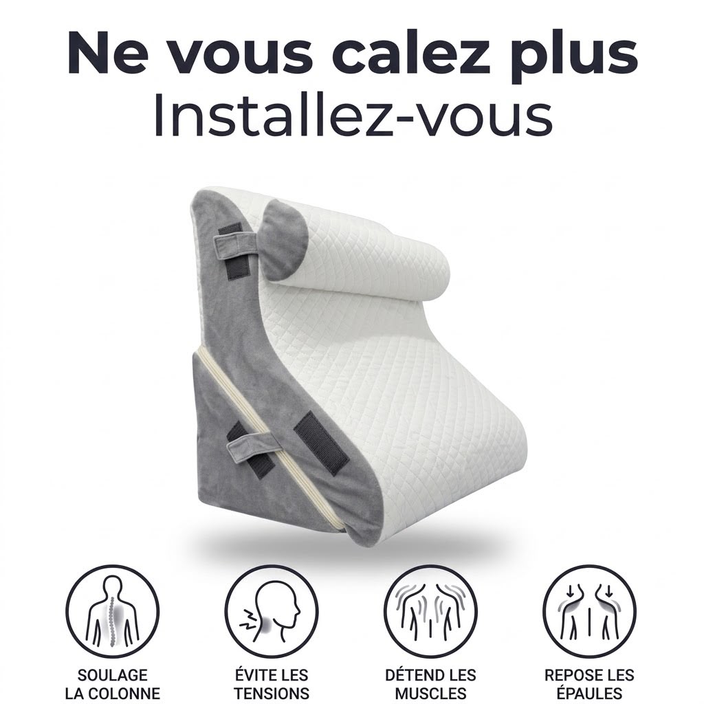 Mon Nomadys Morpho – Oreiller ergonomique incliné Lecture Lit - Modulable à Mémoire de Forme
