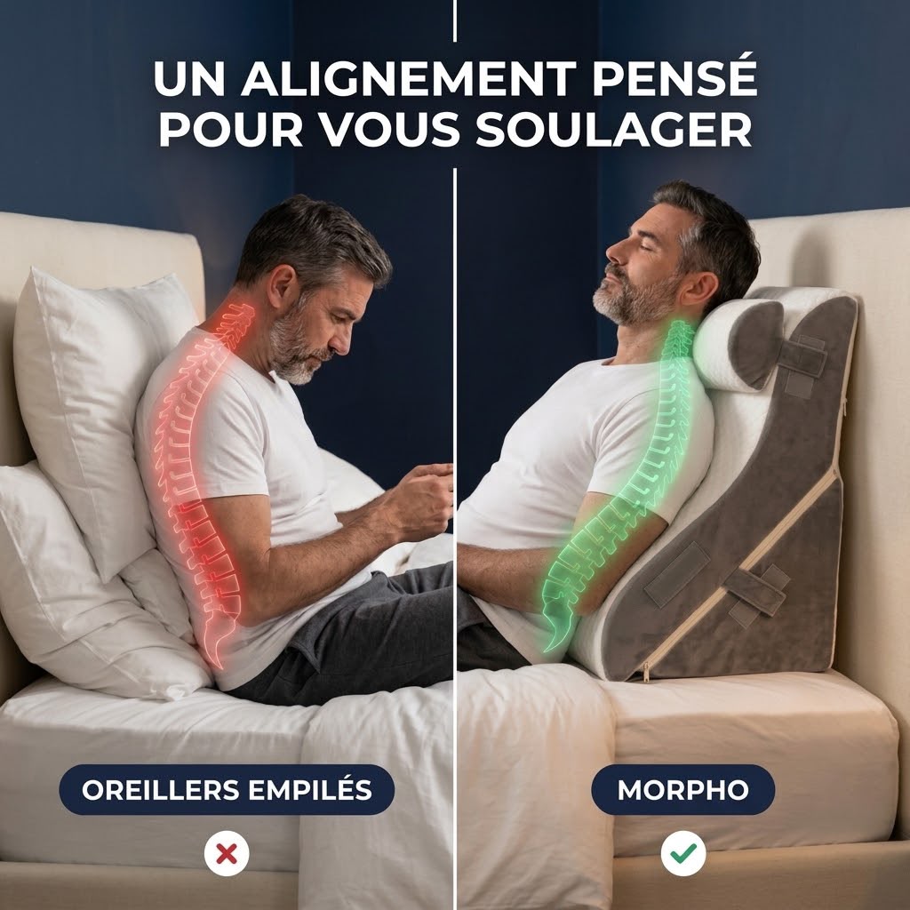Mon Nomadys Morpho – Oreiller ergonomique incliné Lecture Lit - Modulable à Mémoire de Forme