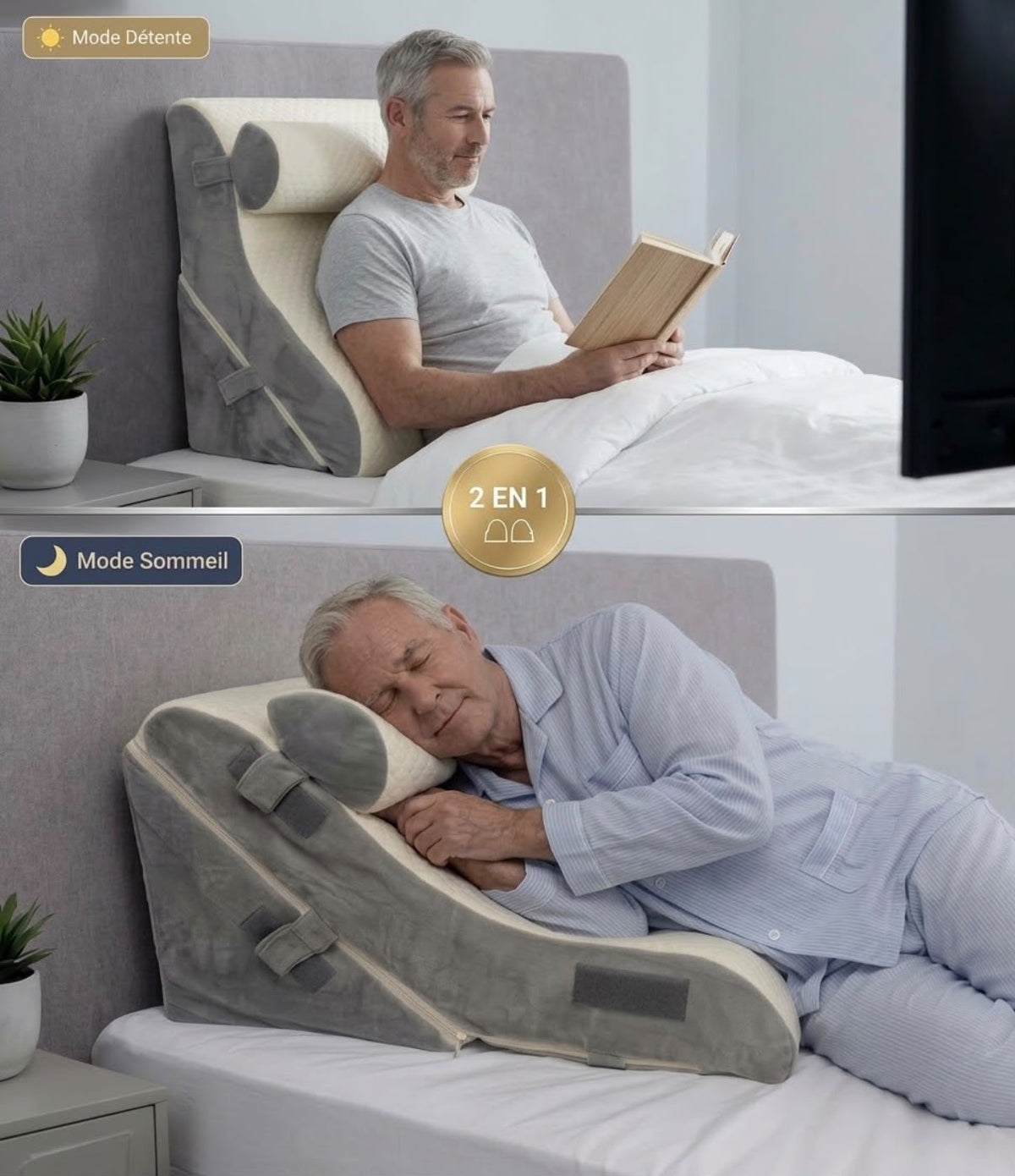 Mon Nomadys Morpho – Oreiller ergonomique incliné Lecture Lit - Modulable à Mémoire de Forme