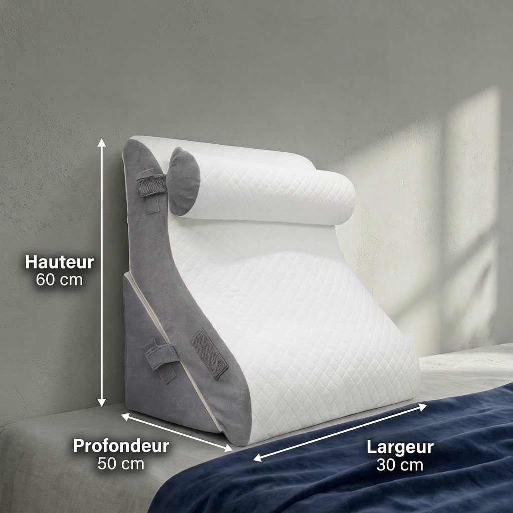 Mon Nomadys Morpho – Oreiller ergonomique incliné Lecture Lit - Modulable à Mémoire de Forme